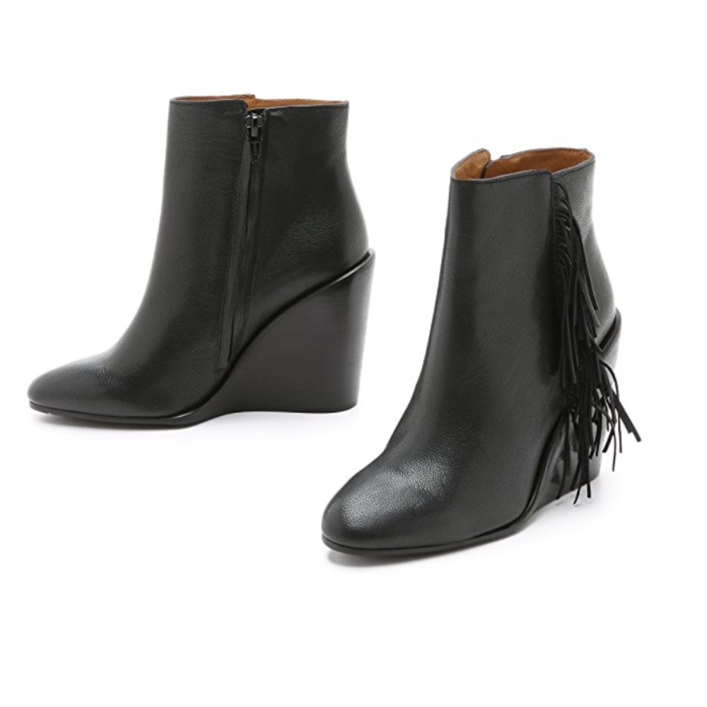 Chloe leather fringe booties